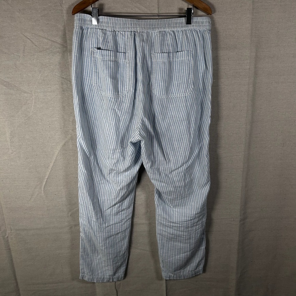 Anthropologie Blue White Striped Linen Blend Drawstring Pants Womens Medium - Picture 4 of 7